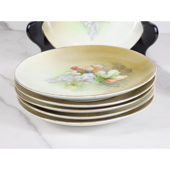 Eagle China Austria Bread Plate White Grapes Porcelain 6 1/4" Gold Trim x6 - Picture 13 of 15